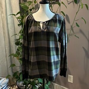 Juicy Couture Green and Black Plaid Blouse
